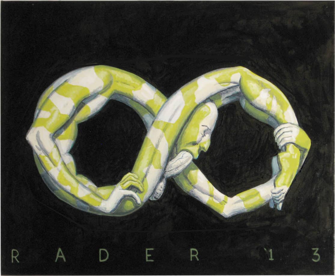 Horuborus painted illustration by Brad Rader of ourboros snake, infinity sign, autofellatio