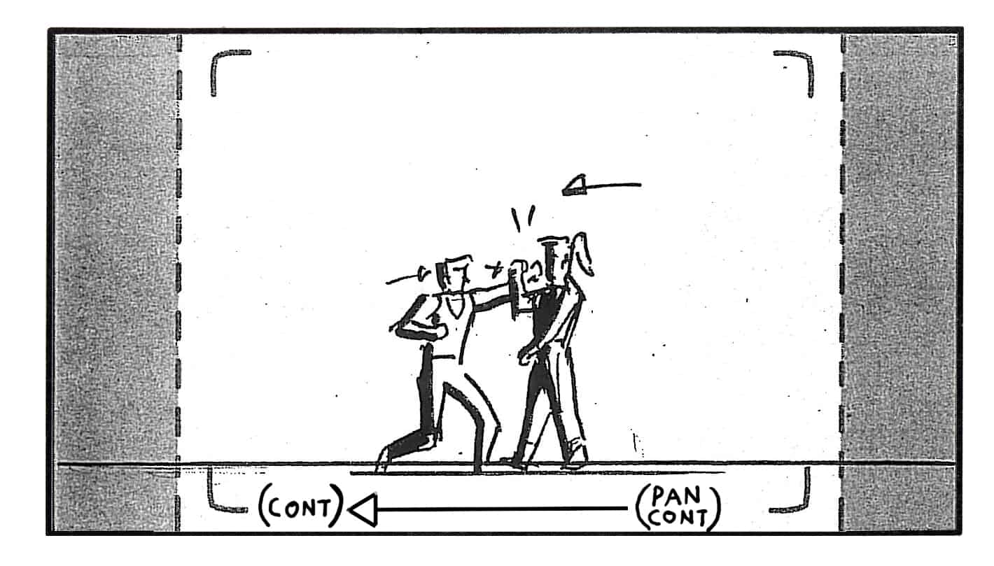 LotD 12 Sc A51 pnl 4
Action: Ang throws a second punch which L/GD blocks effortlessly without breaking stride-
(SLOW CONTINUOUS CAMERA PAN)
Dialogue: ANG (EFFORT GRUNT)